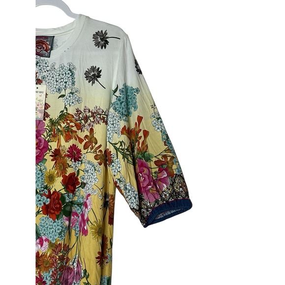 New JOHNNY WAS Tunic Top Women's XL Floral 3/4 Sleeve Bohemian Stretch‎ Boho - Picture 12 of 13